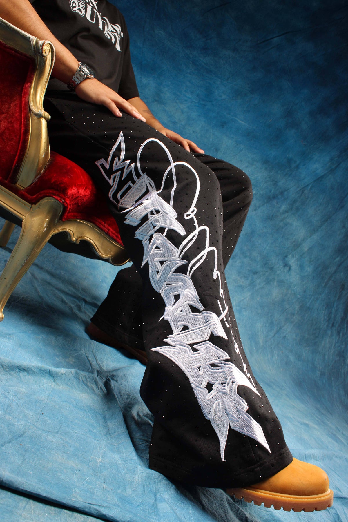 Heavyweight Rhinestone Embroidery Pants